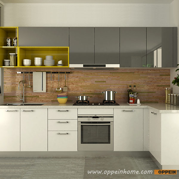 OPPEIN Kitchen in africa » OP15-A06: Modern White and Gray High Gloss ...