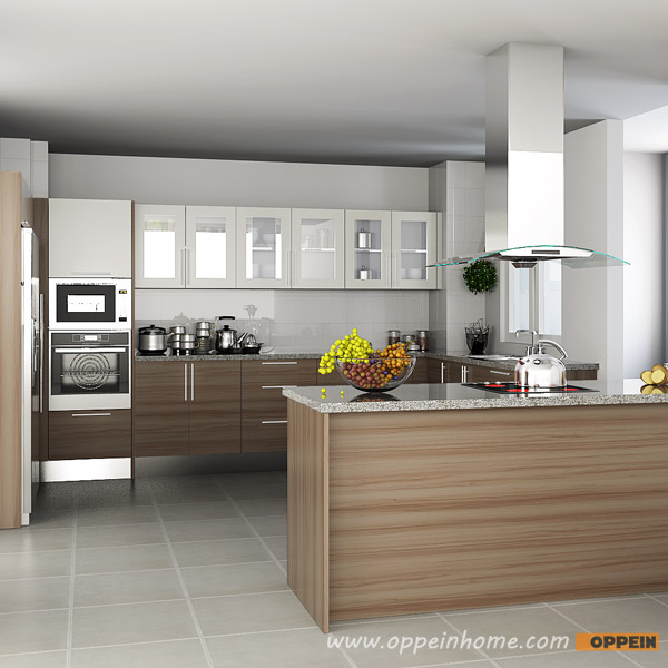 OPPEIN Kitchen in africa » OP15-M04: Contemporary Melamine Kitchen Cabinet