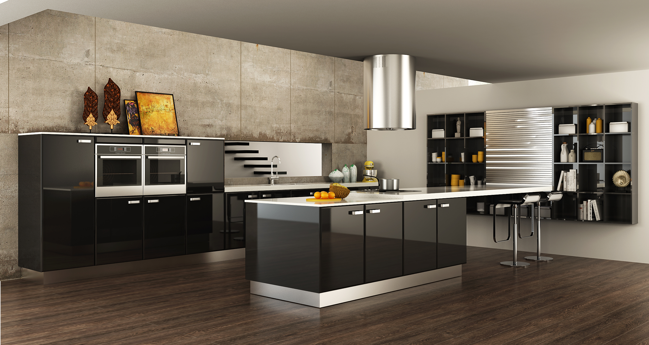 OPPEIN Kitchen in africa » OP15-L15: Contemporary Black Lacquer Kitchen ...