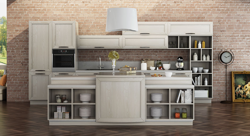 OPPEIN Kitchen in africa » Transitional Natural Ash Solid Wood Kitchen