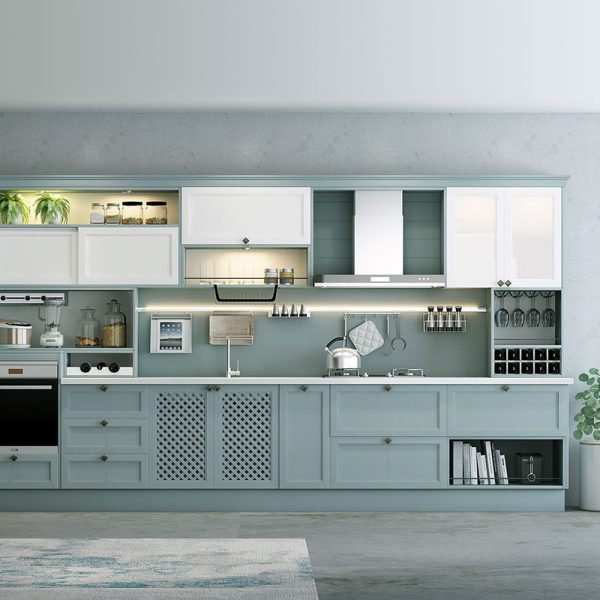Transitional Style Blue Kitchen Cabinet PLCC18051