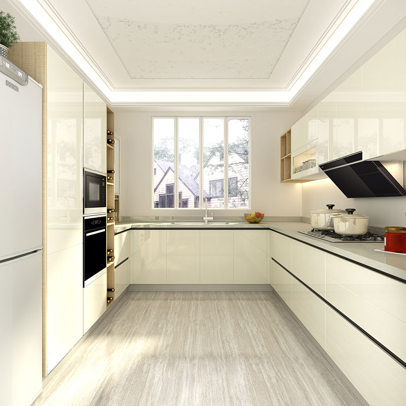 Oppein Kitchen In Africa Small U Shaped White Lacquer Kitchen Op18 L01