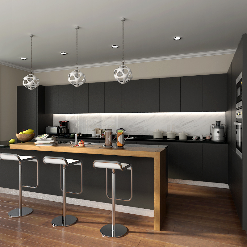 Oppein Kitchen In Africa Modern Stylish Black Matte Lacquer Kitchen