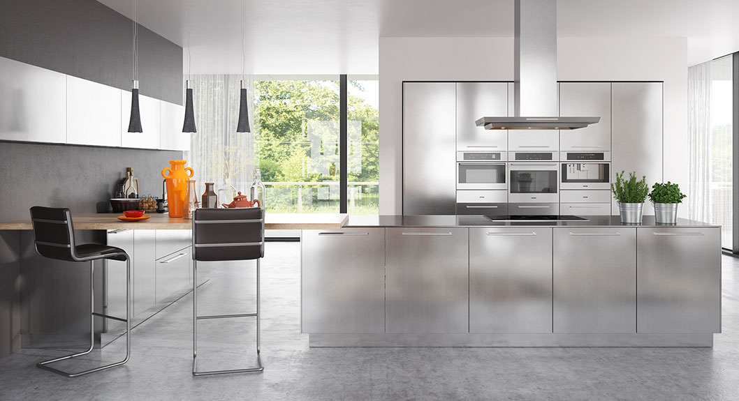 Modern Clean Lines Stainless Steel Kitchen Cabinet OP17-S30 (2)