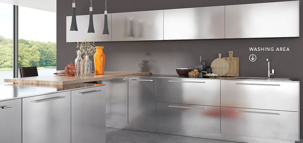 Modern Clean Lines Stainless Steel Kitchen Cabinet OP17-S30 (5)